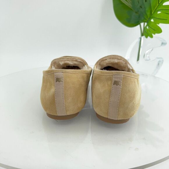 Birdies Womens Size 10.5 The Vesper Penny Loafers Slippers Suede Tan Faux Fur - Picture 9 of 13